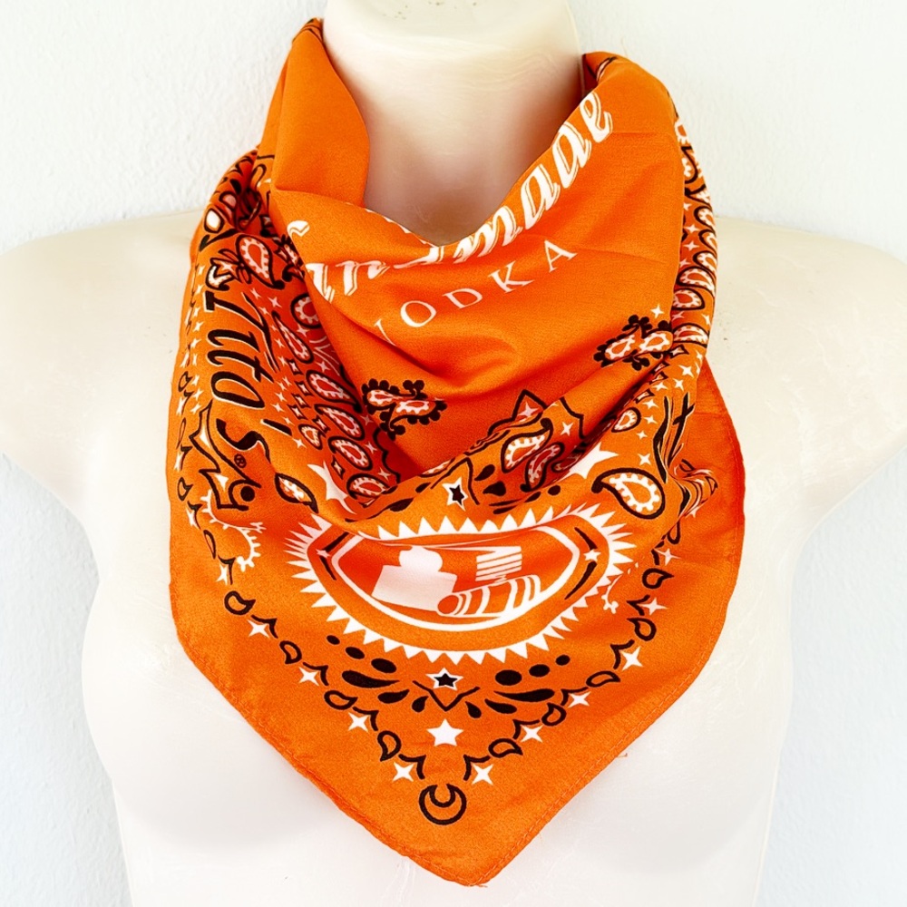 Tito’s Handmade Vodka paisley logo orange square handkerchief bandana scarf